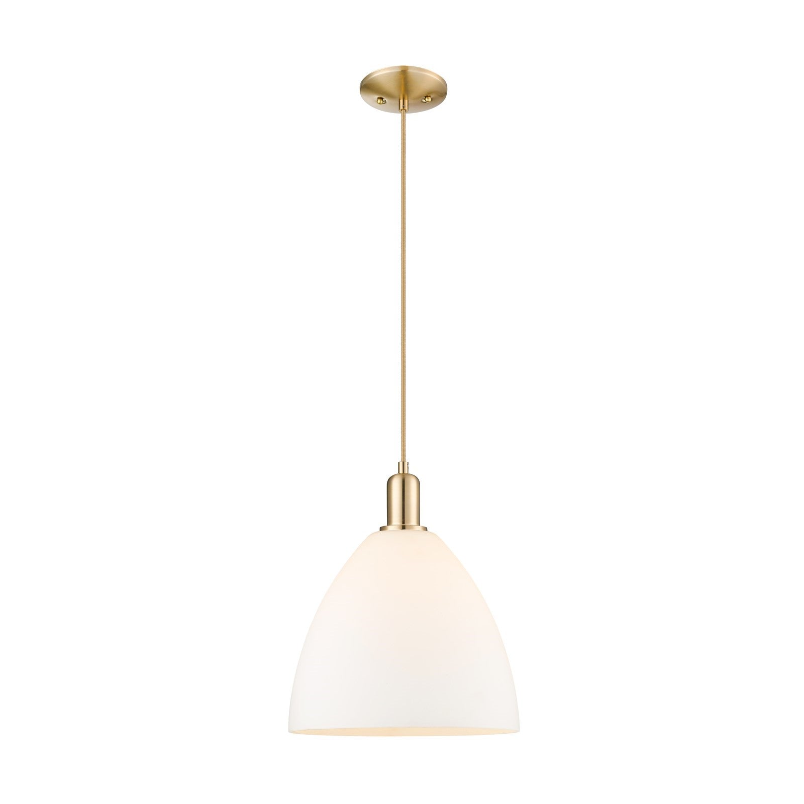Innovations Bristol 12in 1-Light Mini Pendant | Industrial Champagne Bronze Steel and Matte White Glass | Kitchen Island & | Model 716-1P-CB-GBD-121