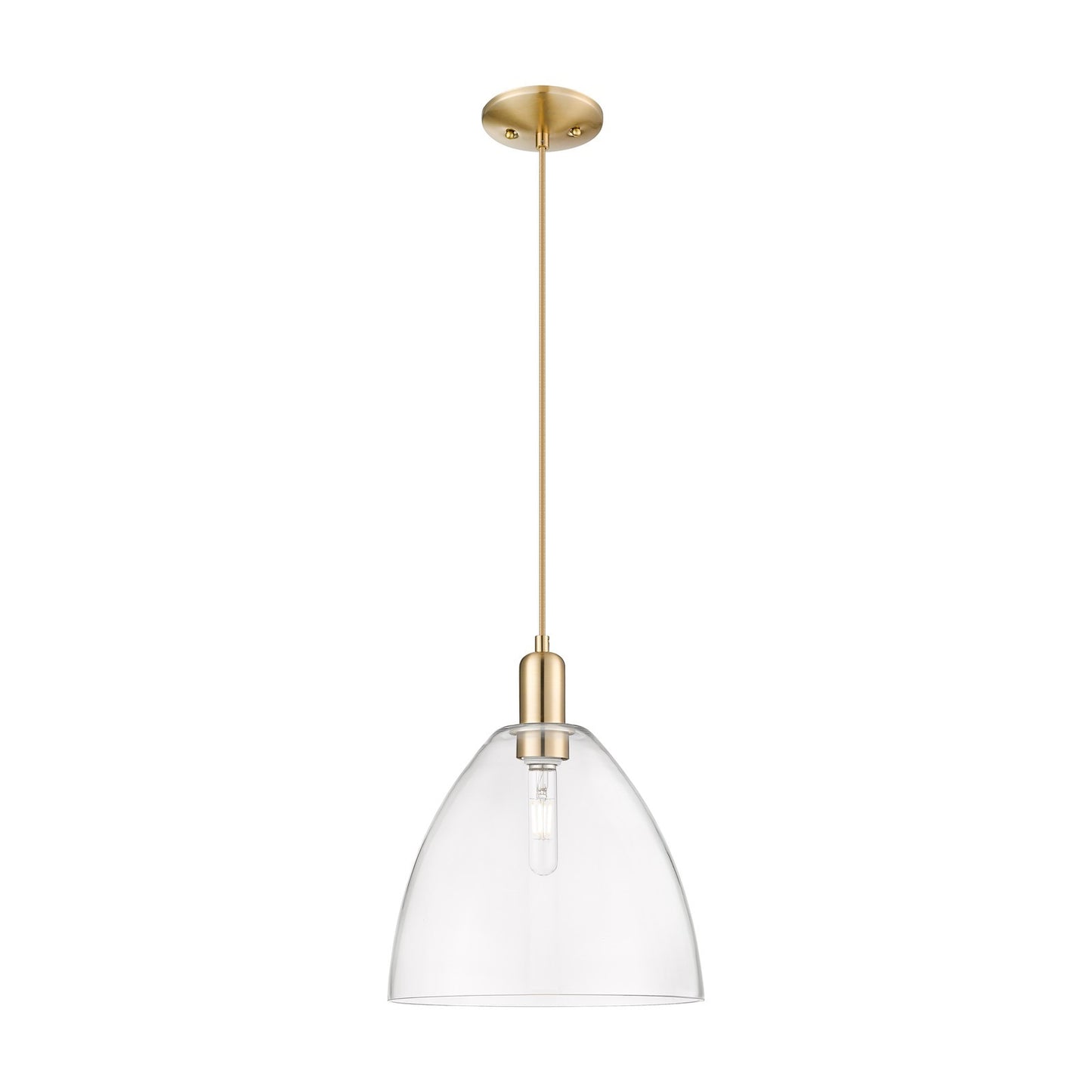 Innovations Bristol 12in 1-Light Mini Pendant | Industrial Champagne Bronze Steel and Clear Glass | Kitchen Island & Dining Room | Model 716-1P-CB-GBD-122