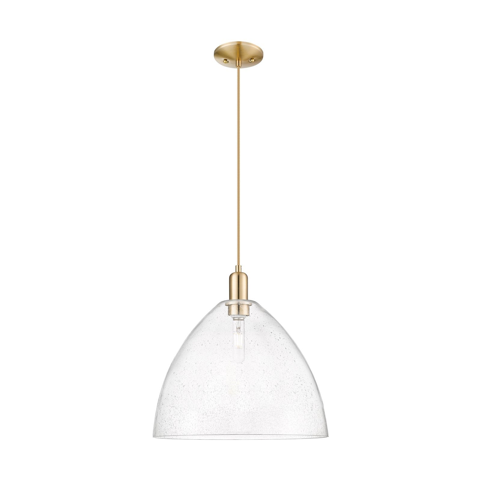 Innovations Bristol 16in 1-Light Mini Pendant | Industrial Champagne Bronze Steel and Seedy Glass | Kitchen Island & Dining Room | Model 716-1P-CB-GBD-164