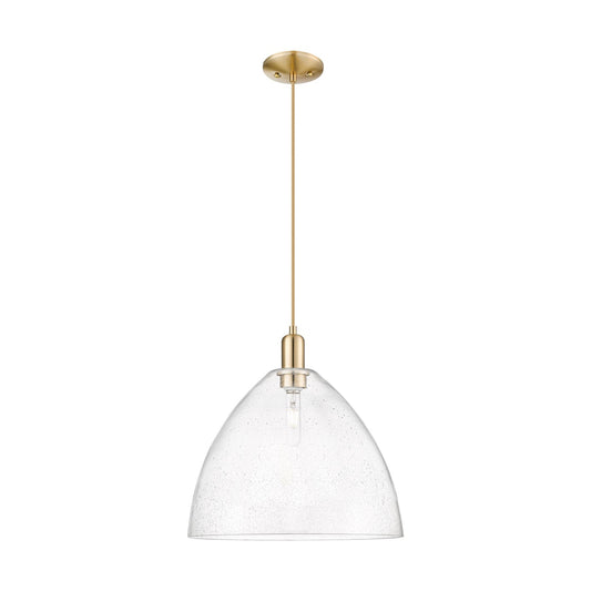 Innovations Bristol 16in 1-Light Mini Pendant | Industrial Champagne Bronze Steel and Seedy Glass | Kitchen Island & Dining Room | Model 716-1P-CB-GBD-164