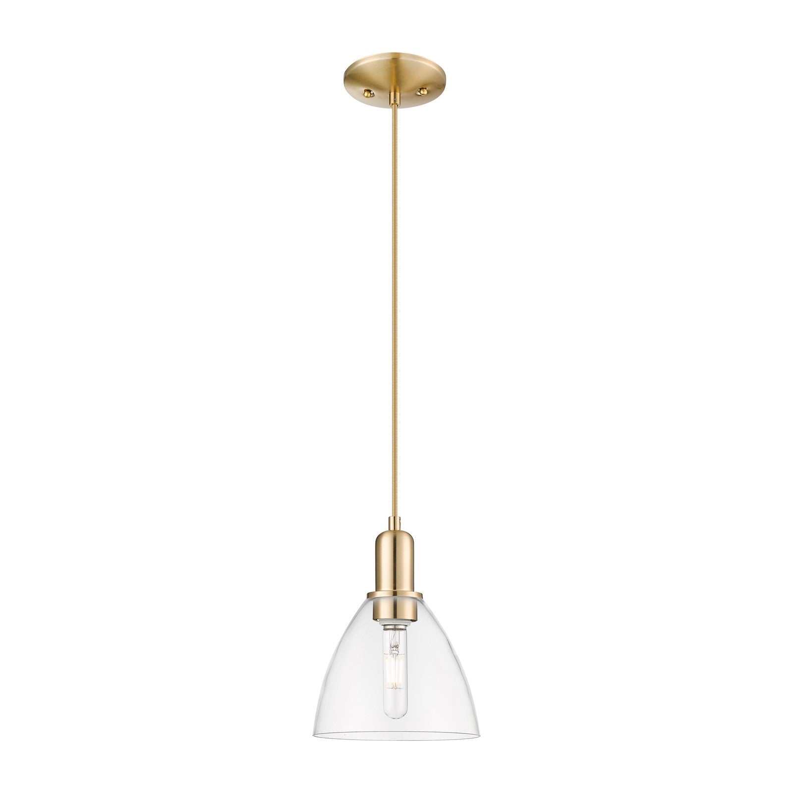 Innovations Bristol 8in 1-Light Mini Pendant | Industrial Champagne Bronze Steel and Clear Glass | Kitchen Island & Dining Room | Model 716-1P-CB-GBD-752