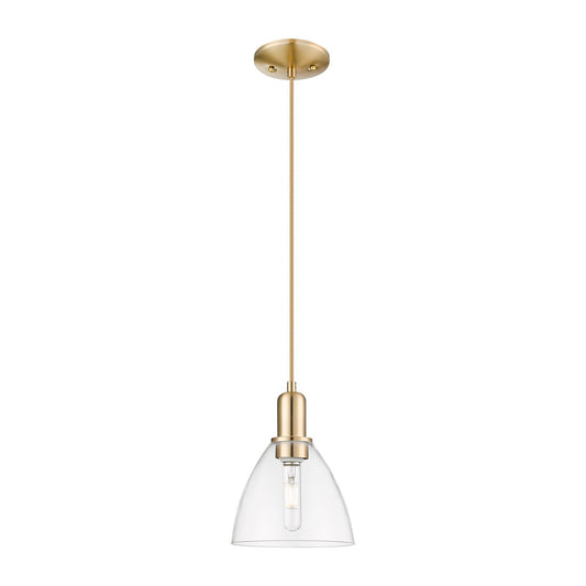 Innovations Bristol 8in 1-Light Mini Pendant | Industrial Champagne Bronze Steel and Clear Glass | Kitchen Island & Dining Room | Model 716-1P-CB-GBD-752