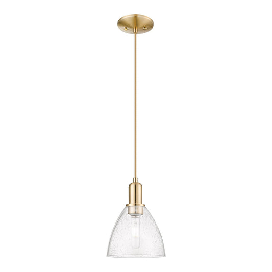 Innovations Bristol 8in 1-Light Mini Pendant | Industrial Champagne Bronze Steel and Seedy Glass | Kitchen Island & Dining Room | Model 716-1P-CB-GBD-754