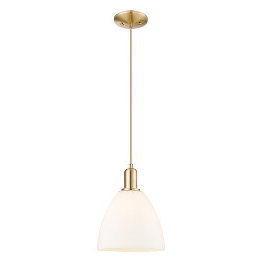 Innovations Bristol 9in 1-Light Mini Pendant | Industrial Champagne Bronze Steel and Matte White Glass | Kitchen Island & Dining | Model 716-1P-CB-GBD-91