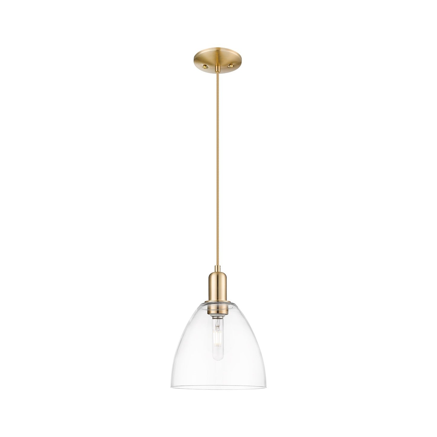 Innovations Bristol 9in 1-Light Mini Pendant | Industrial Champagne Bronze Steel and Clear Glass | Kitchen Island & Dining Room | Model 716-1P-CB-GBD-92