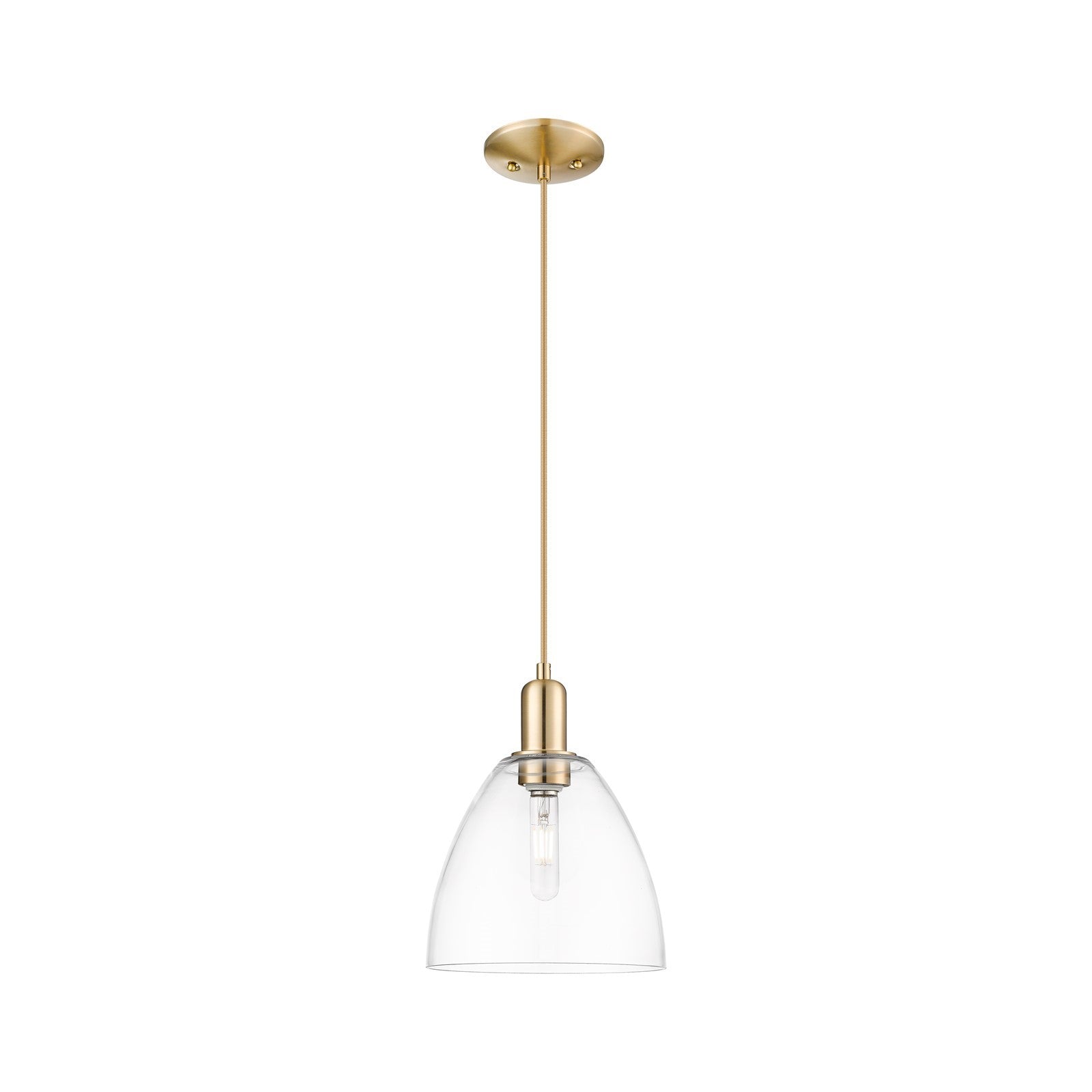 Innovations Bristol 9in 1-Light Mini Pendant | Industrial Champagne Bronze Steel and Clear Glass | Kitchen Island & Dining Room | Model 716-1P-CB-GBD-92