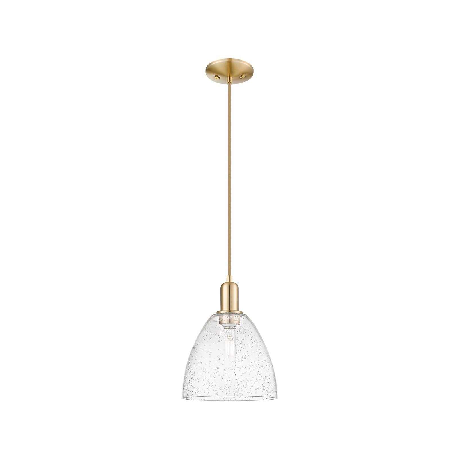 Innovations Bristol 9in 1-Light Mini Pendant | Industrial Champagne Bronze Steel and Seedy Glass | Kitchen Island & Dining Room | Model 716-1P-CB-GBD-94