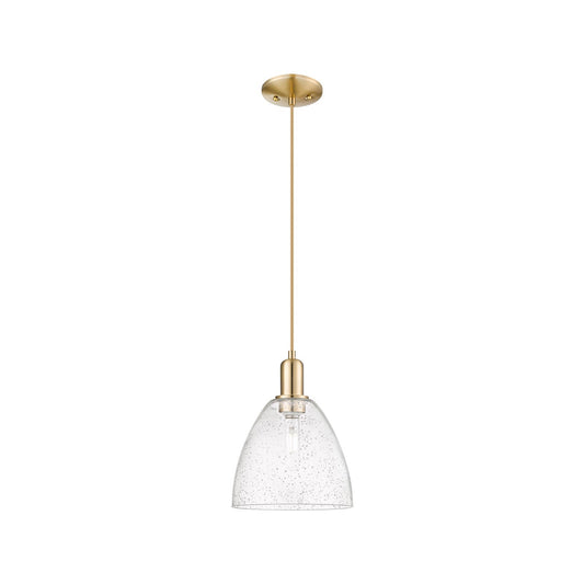 Innovations Bristol 9in 1-Light Mini Pendant | Industrial Champagne Bronze Steel and Seedy Glass | Kitchen Island & Dining Room | Model 716-1P-CB-GBD-94