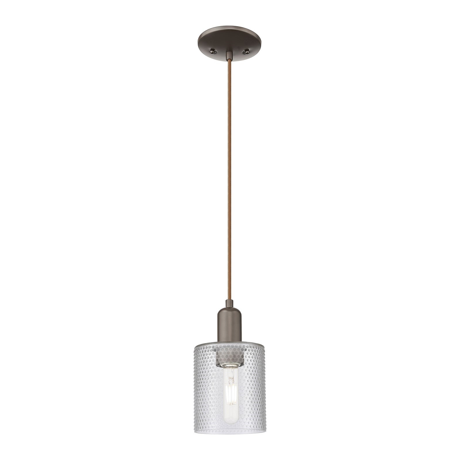 Innovations Cobbleskill 5in 1-Light Mini Pendant | Industrial Oil Rubbed Bronze Steel and Clear Glass | Kitchen Island & Dining | Model 716-1P-OB-G112