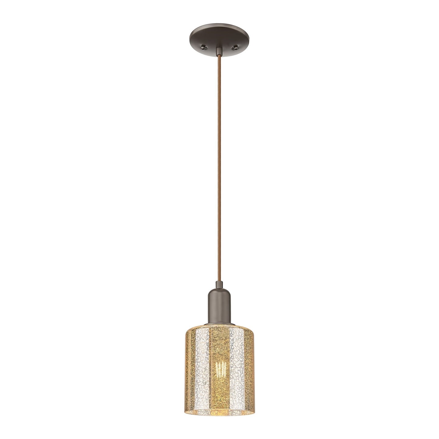 Innovations Cobbleskill 5in 1-Light Mini Pendant | Industrial Oil Rubbed Bronze Steel and Mercury Glass | Kitchen Island & Dining | Model 716-1P-OB-G116