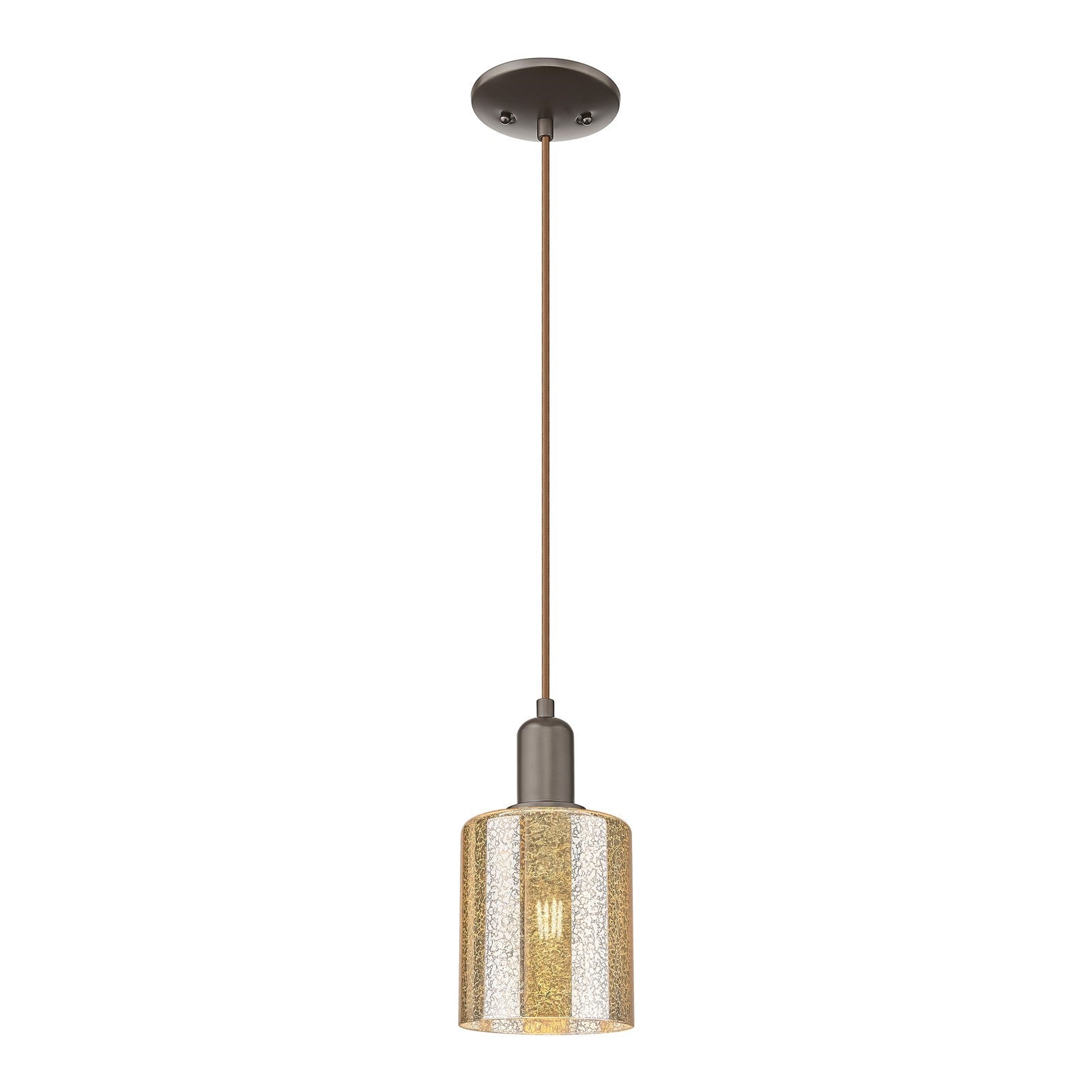 Innovations Cobbleskill 5in 1-Light Mini Pendant | Industrial Oil Rubbed Bronze Steel and Mercury Glass | Kitchen Island & Dining | Model 716-1P-OB-G116