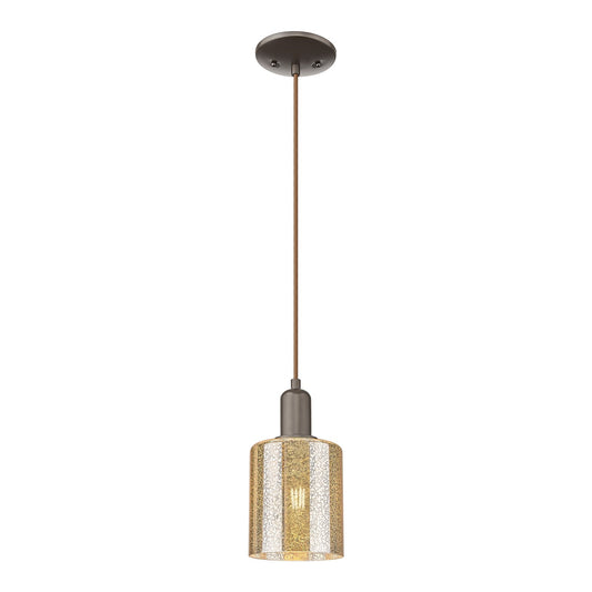 Innovations Cobbleskill 5in 1-Light Mini Pendant | Industrial Oil Rubbed Bronze Steel and Mercury Glass | Kitchen Island & Dining | Model 716-1P-OB-G116