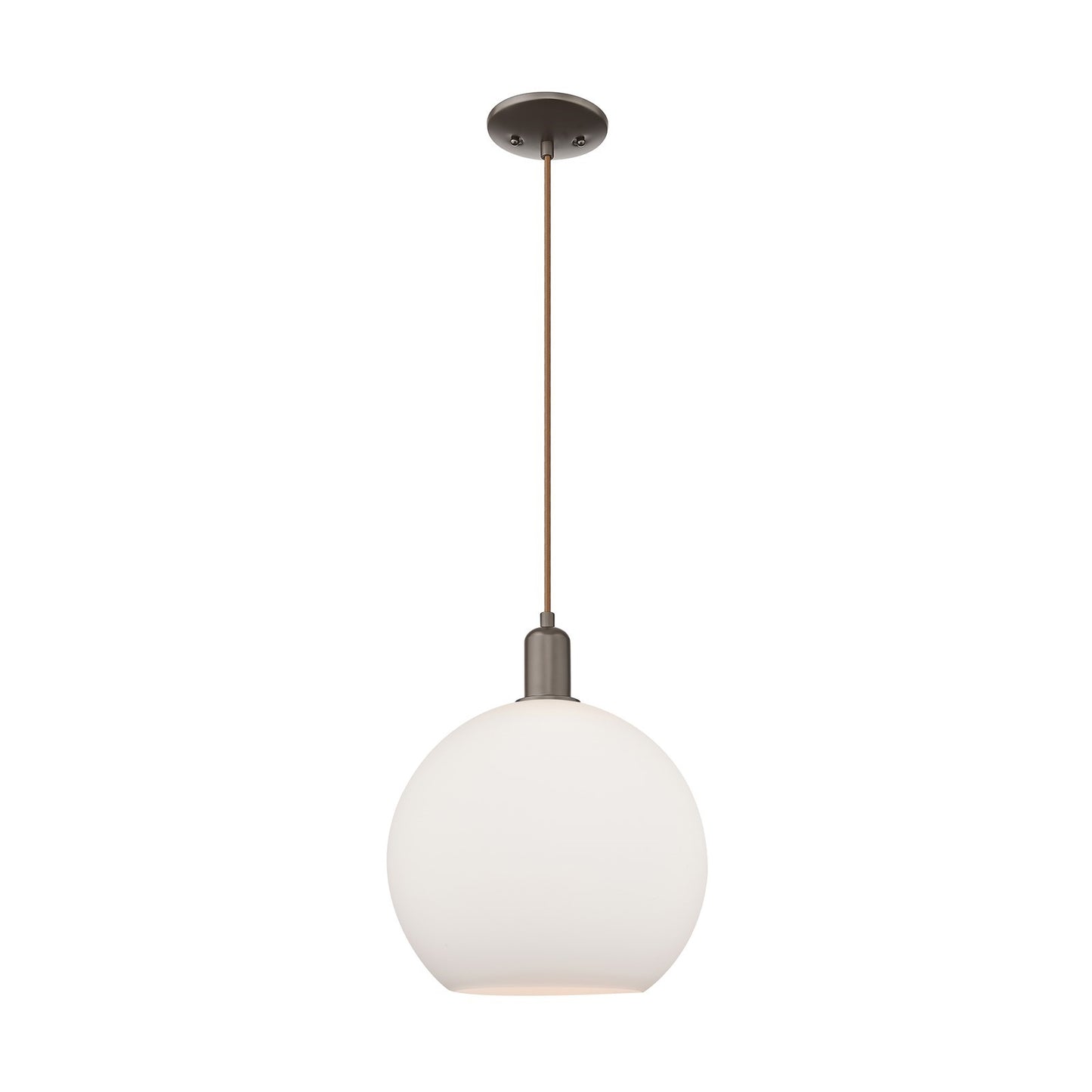 Innovations Athens 12in 1-Light Mini Pendant | Industrial Oil Rubbed Bronze and Matte White Glass | Kitchen Island & Dining Room | Model 716-1P-OB-G121-12