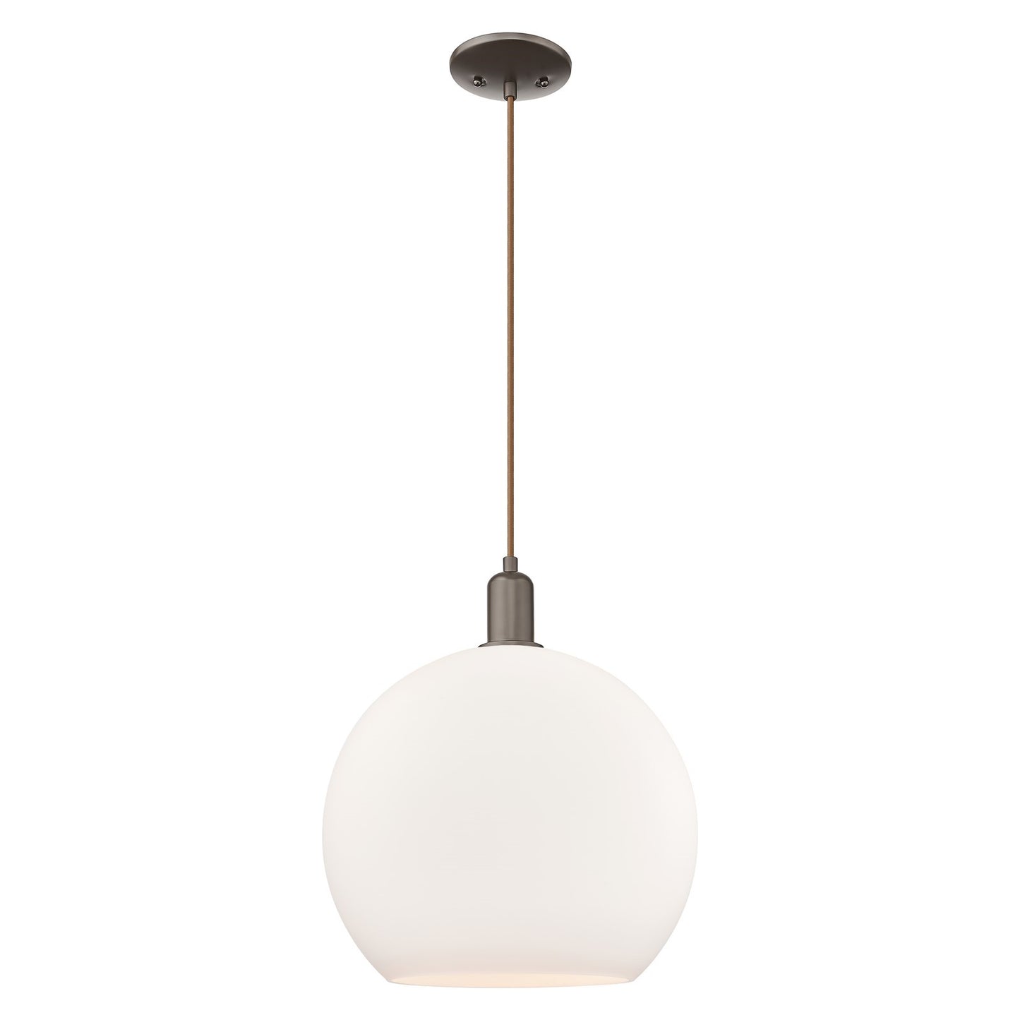 Innovations Athens 14in 1-Light Mini Pendant | Industrial Oil Rubbed Bronze Steel and Matte White Glass | Kitchen Island & | Model 716-1P-OB-G121-14