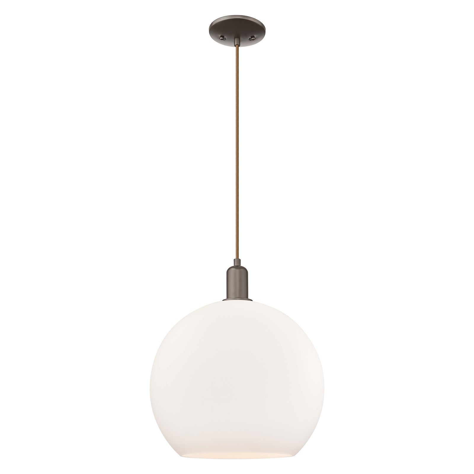 Innovations Athens 14in 1-Light Mini Pendant | Industrial Oil Rubbed Bronze Steel and Matte White Glass | Kitchen Island & | Model 716-1P-OB-G121-14
