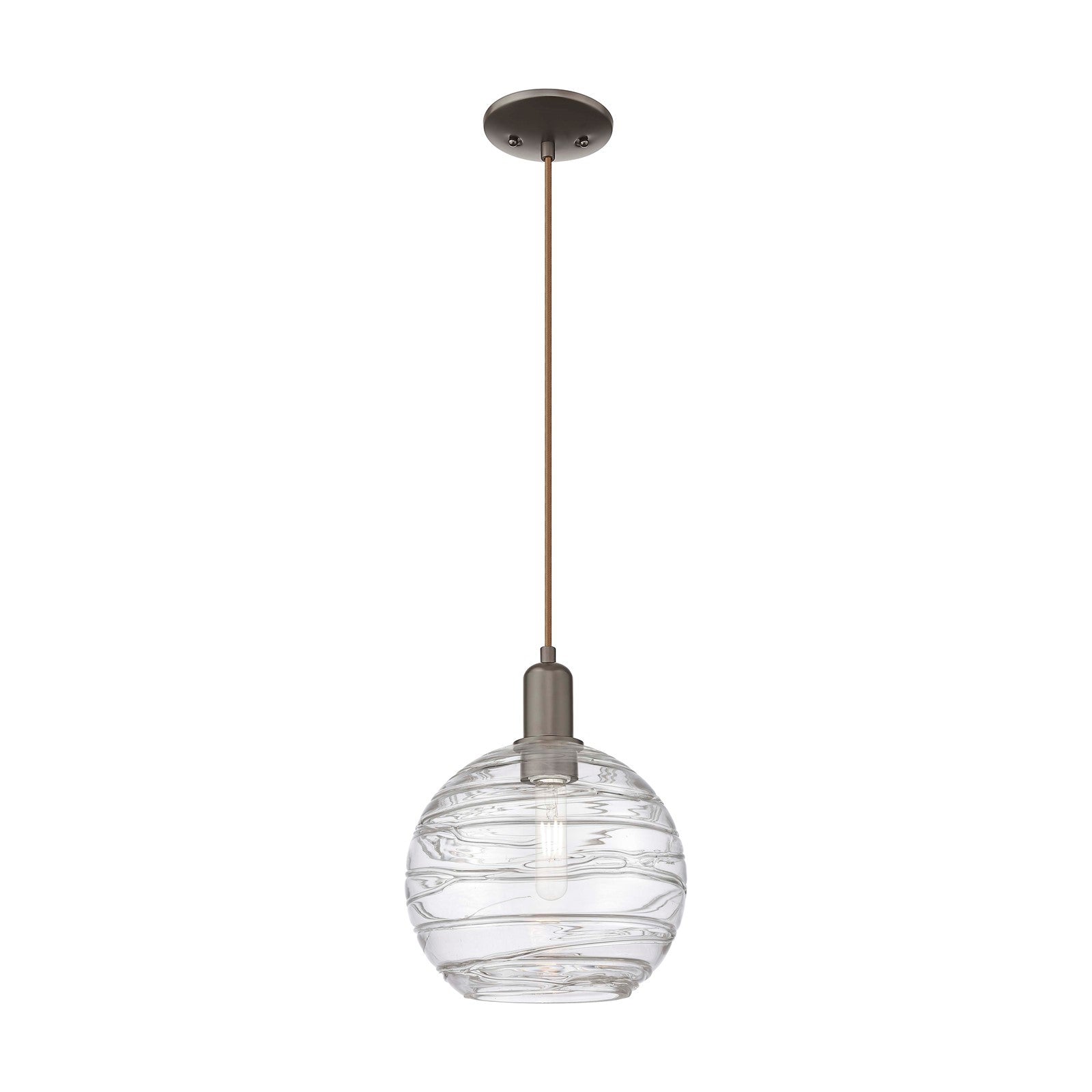 Innovations Athens Deco Swirl 10in 1-Light Mini Pendant | Industrial Oil Rubbed Bronze and Clear Glass | Kitchen Island & | Model 716-1P-OB-G1213-10CL