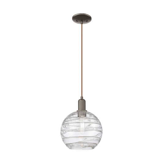 Innovations Athens Deco Swirl 10in 1-Light Mini Pendant | Industrial Oil Rubbed Bronze and Clear Glass | Kitchen Island & | Model 716-1P-OB-G1213-10CL