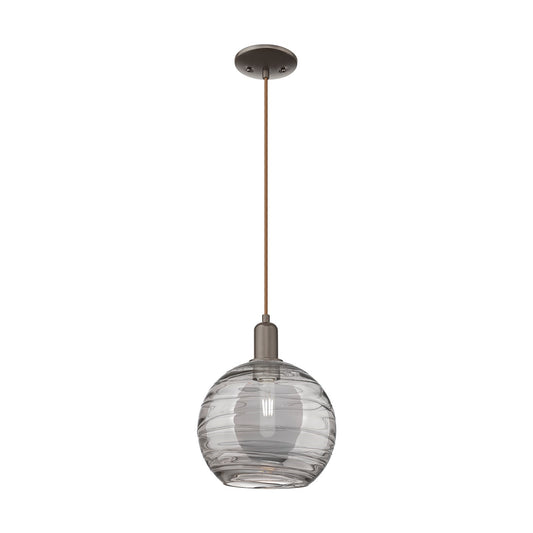 Innovations Athens Deco Swirl 10in 1-Light Mini Pendant | Industrial Oil Rubbed Bronze Steel and Light Smoke Glass | Kitchen | Model 716-1P-OB-G1213-10SM