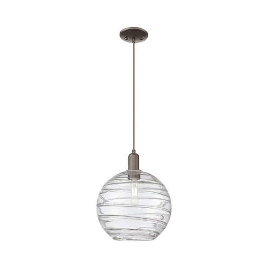 Innovations Athens Deco Swirl 12in 1-Light Mini Pendant | Industrial Oil Rubbed Bronze Steel and Clear Glass | Kitchen Island | Model 716-1P-OB-G1213-12CL