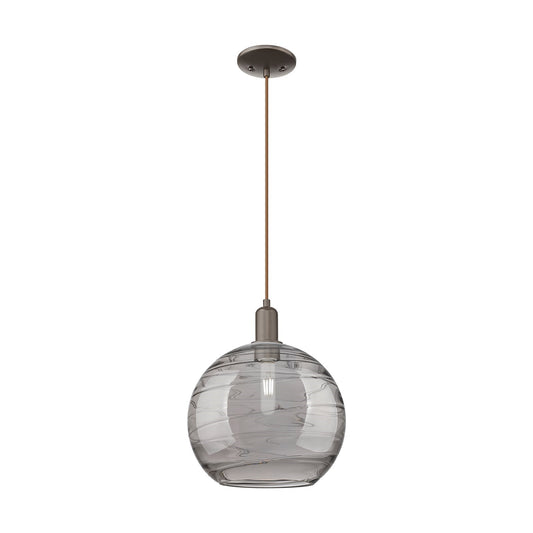 Innovations Athens Deco Swirl 12in 1-Light Mini Pendant | Industrial Oil Rubbed Bronze Steel and Light Smoke Glass | Kitchen | Model 716-1P-OB-G1213-12SM