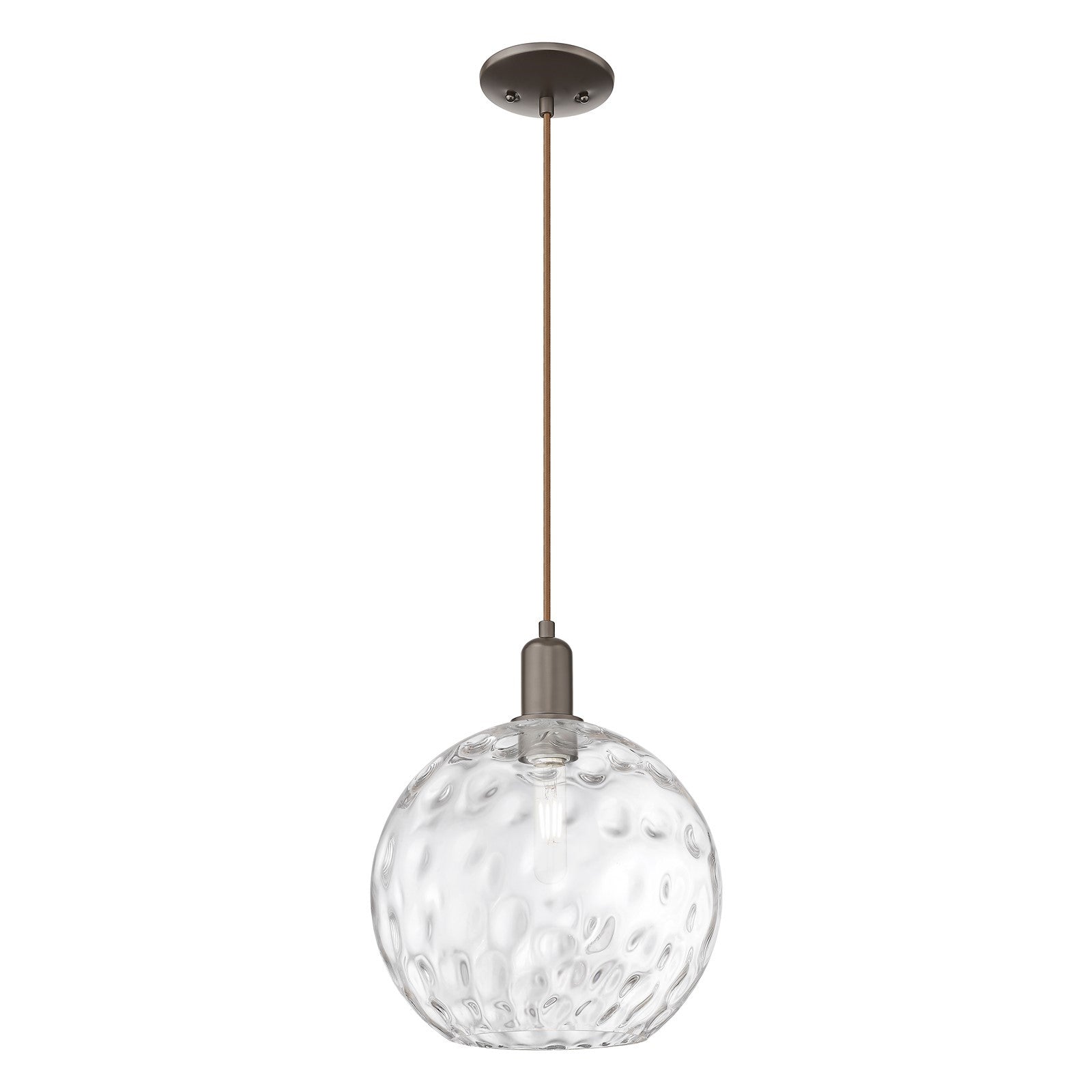 Innovations Athens 12in 1-Light Mini Pendant | Industrial Oil Rubbed Bronze Steel and Clear Water Glass | Kitchen Island & | Model 716-1P-OB-G1215-12