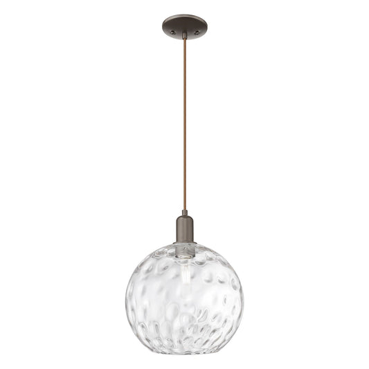 Innovations Athens 12in 1-Light Mini Pendant | Industrial Oil Rubbed Bronze Steel and Clear Water Glass | Kitchen Island & | Model 716-1P-OB-G1215-12