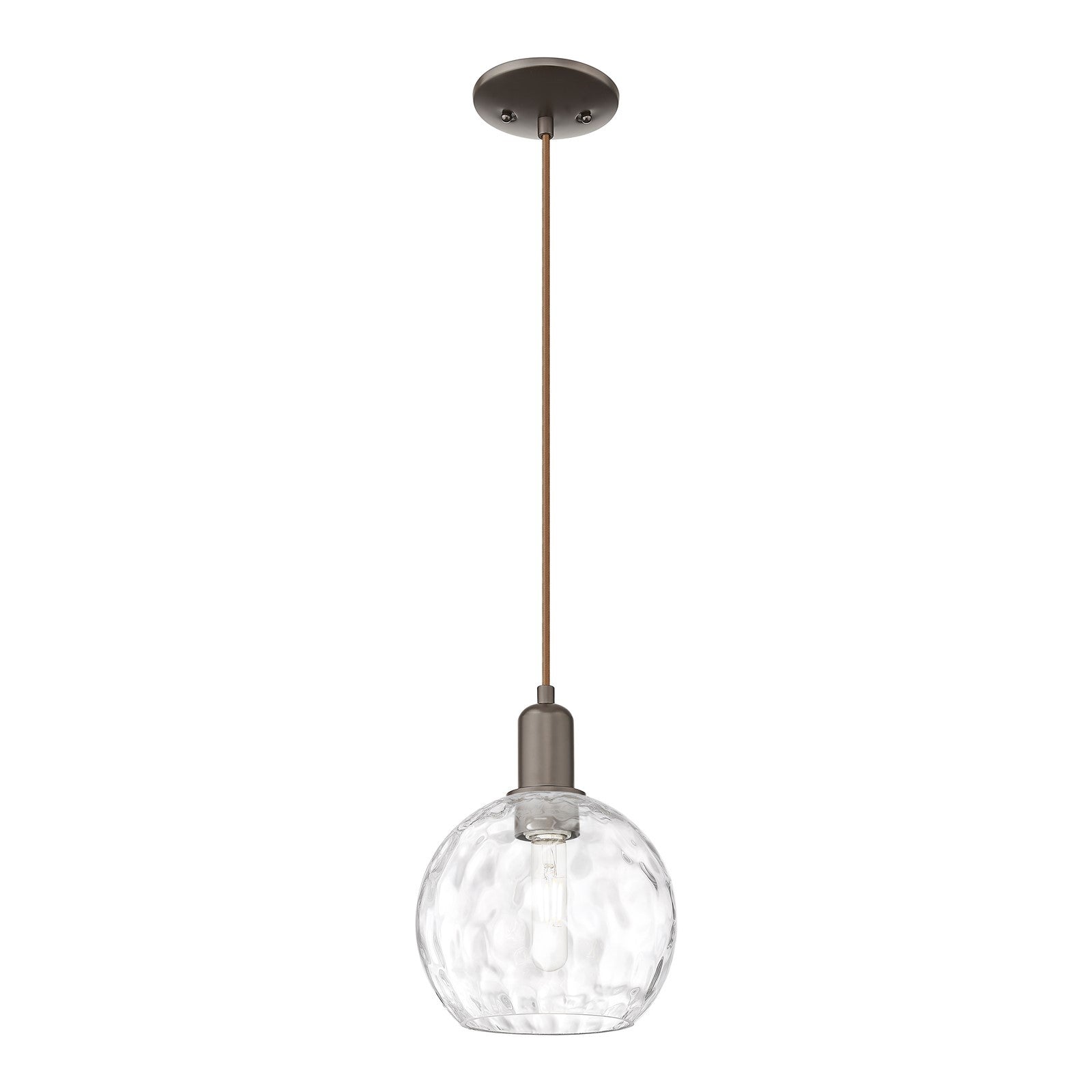 Innovations Athens Water Glass 8in 1-Light Mini Pendant | Industrial Oil Rubbed Bronze Steel and Clear Water Glass | Kitchen | Model 716-1P-OB-G1215-8