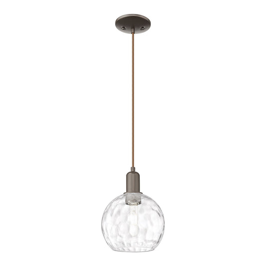 Innovations Athens Water Glass 8in 1-Light Mini Pendant | Industrial Oil Rubbed Bronze Steel and Clear Water Glass | Kitchen | Model 716-1P-OB-G1215-8