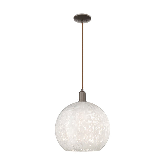 Innovations Lighting Arcadia 14in 1-Light Mini Pendant | Industrial Oil Rubbed Bronze Steel and White Mouchette Glass | Model 716-1P-OB-G1216-14WM