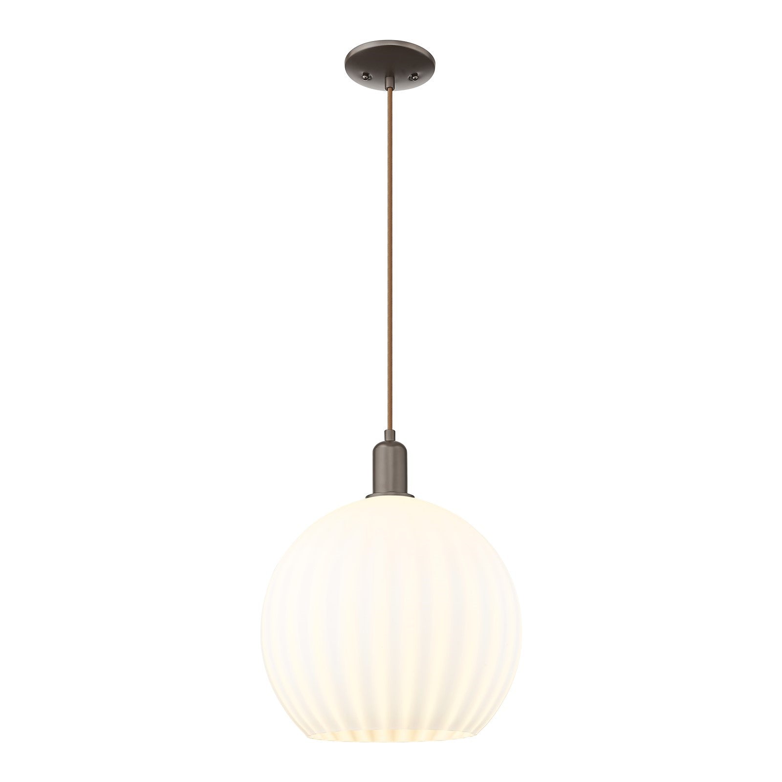 Innovations Lighting Arcadia 14in 1-Light Mini Pendant | Industrial Oil Rubbed Bronze and White Venetian Glass | Kitchen | Model 716-1P-OB-G1217-14WV