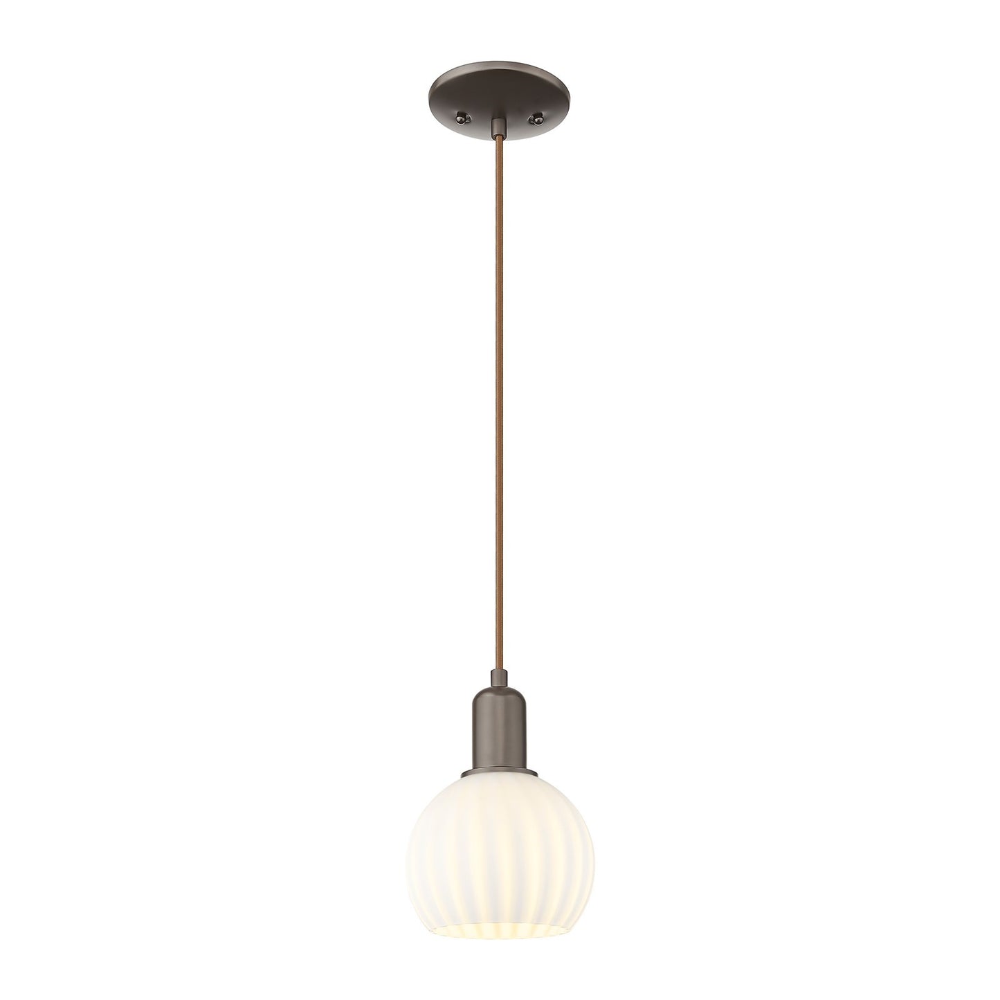 Innovations Lighting Arcadia 6in 1-Light Mini Pendant | Industrial Oil Rubbed Bronze and White Venetian Glass | Kitchen Island | Model 716-1P-OB-G1217-6WV