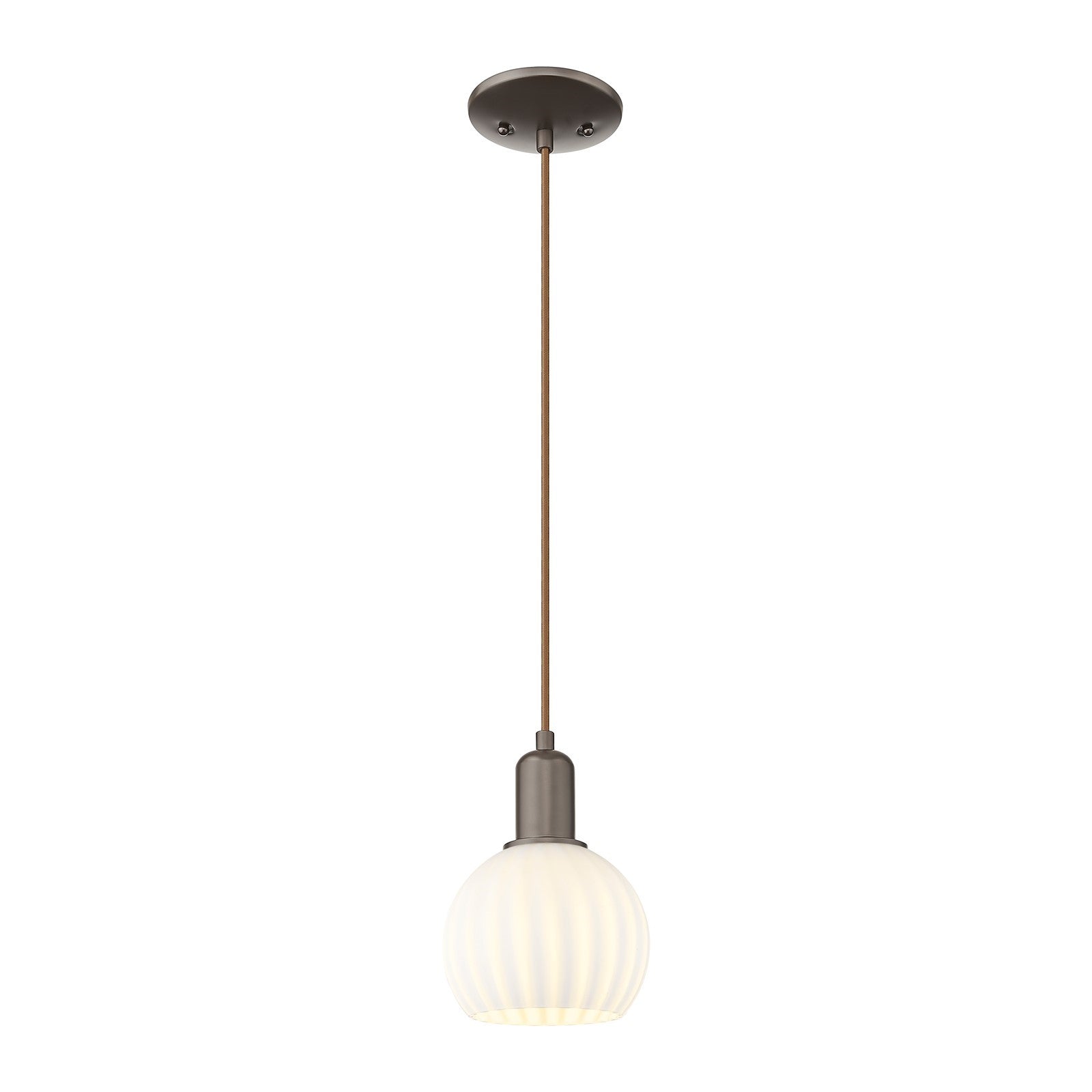 Innovations Lighting Arcadia 6in 1-Light Mini Pendant | Industrial Oil Rubbed Bronze and White Venetian Glass | Kitchen Island | Model 716-1P-OB-G1217-6WV