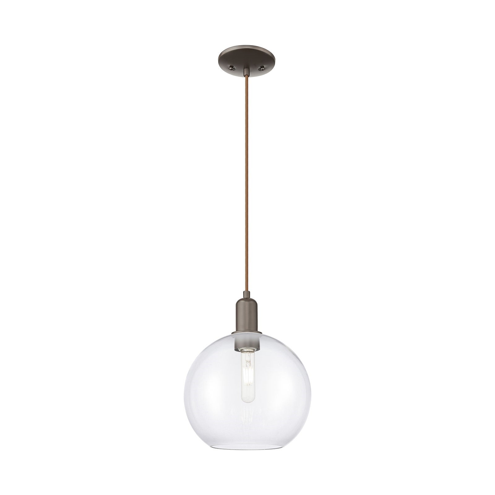 Innovations Athens 10in 1-Light Mini Pendant | Industrial Oil Rubbed Bronze Steel and Clear Glass | Kitchen Island & Dining Room | Model 716-1P-OB-G122-10