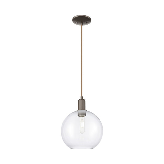 Innovations Athens 10in 1-Light Mini Pendant | Industrial Oil Rubbed Bronze Steel and Clear Glass | Kitchen Island & Dining Room | Model 716-1P-OB-G122-10