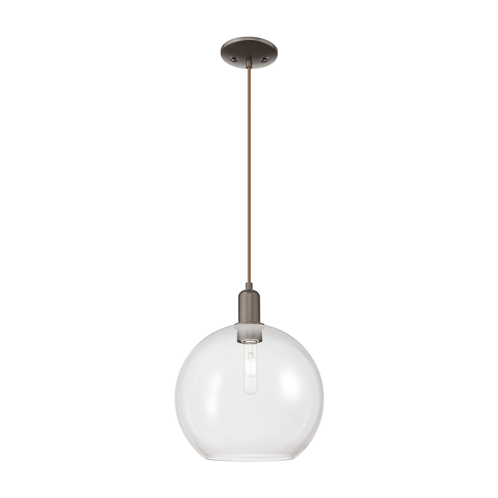 Innovations Athens 12in 1-Light Mini Pendant | Industrial Oil Rubbed Bronze Steel and Clear Glass | Kitchen Island & Dining Room | Model 716-1P-OB-G122-12