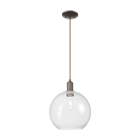 Innovations Athens 12in 1-Light Mini Pendant | Industrial Oil Rubbed Bronze Steel and Clear Glass | Kitchen Island & Dining Room | Model 716-1P-OB-G122-12