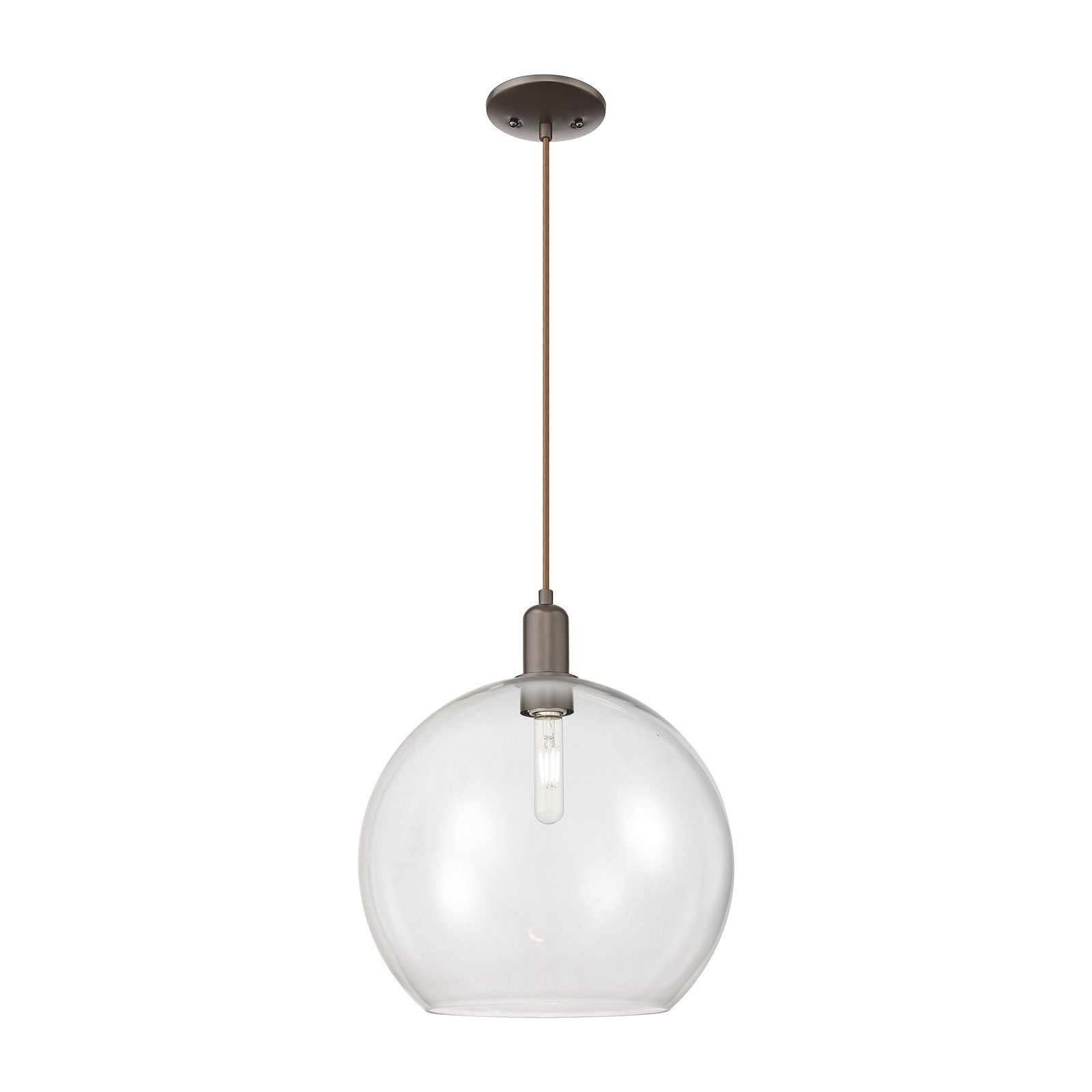 Innovations Athens 14in 1-Light Mini Pendant | Industrial Oil Rubbed Bronze Steel and Clear Glass | Kitchen Island & Dining Room | Model 716-1P-OB-G122-14