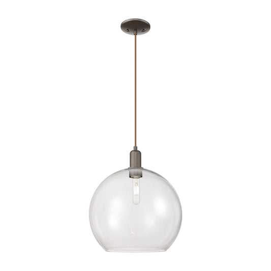 Innovations Athens 14in 1-Light Mini Pendant | Industrial Oil Rubbed Bronze Steel and Clear Glass | Kitchen Island & Dining Room | Model 716-1P-OB-G122-14