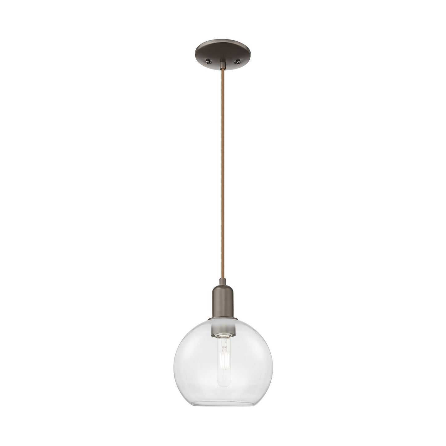 Innovations Athens 8in 1-Light Mini Pendant | Industrial Oil Rubbed Bronze Steel and Clear Glass | Kitchen Island & Dining Room | Model 716-1P-OB-G122-8