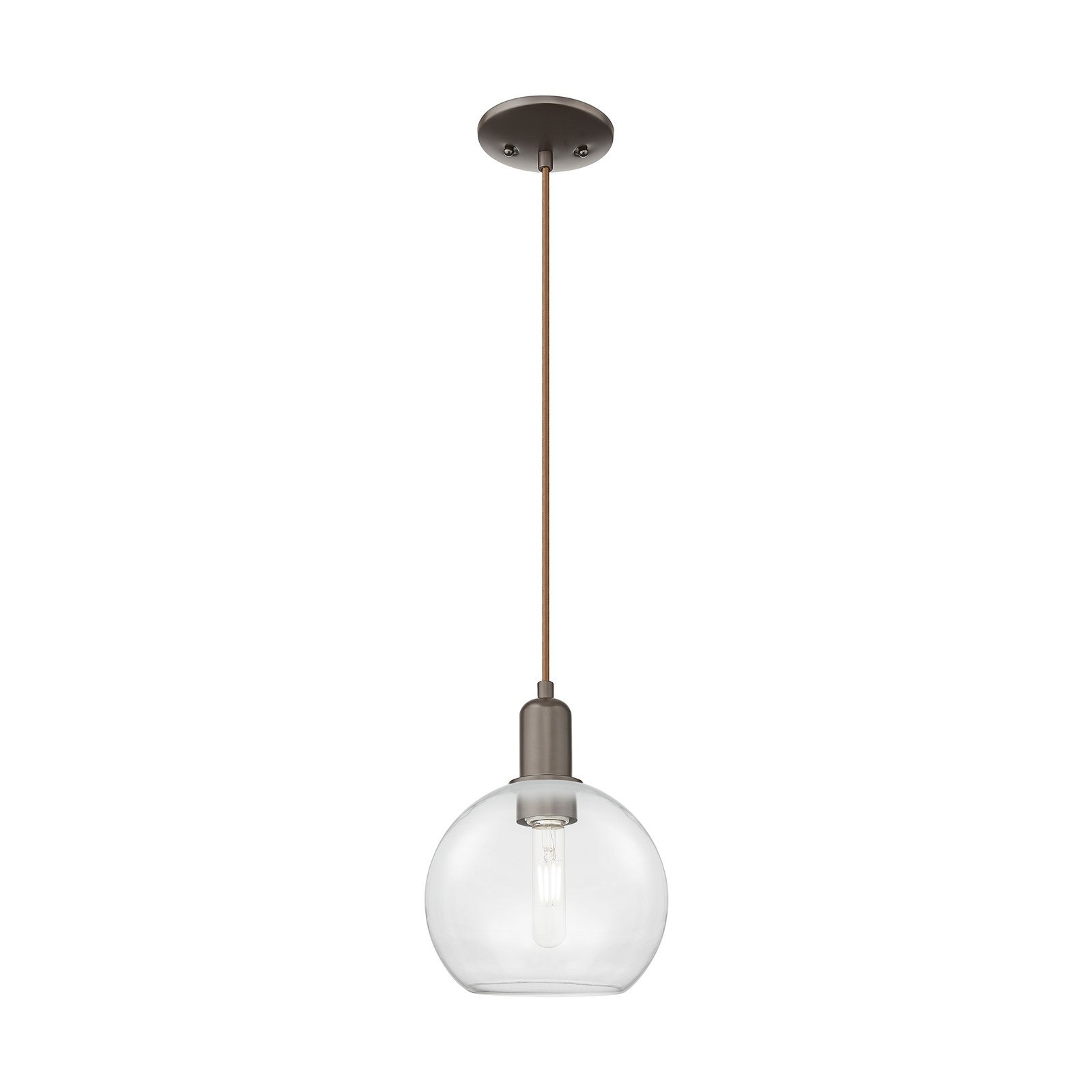 Innovations Athens 8in 1-Light Mini Pendant | Industrial Oil Rubbed Bronze Steel and Clear Glass | Kitchen Island & Dining Room | Model 716-1P-OB-G122-8