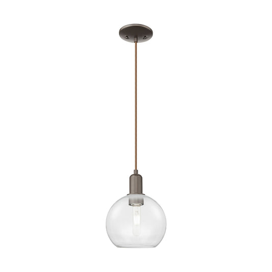 Innovations Athens 8in 1-Light Mini Pendant | Industrial Oil Rubbed Bronze Steel and Clear Glass | Kitchen Island & Dining Room | Model 716-1P-OB-G122-8