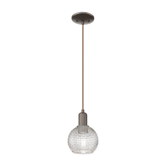 Innovations Athens 6in 1-Light Mini Pendant | Industrial Oil Rubbed Bronze Steel and Clear Basket Weave Glass | Kitchen Island | Model 716-1P-OB-G122C-6CL
