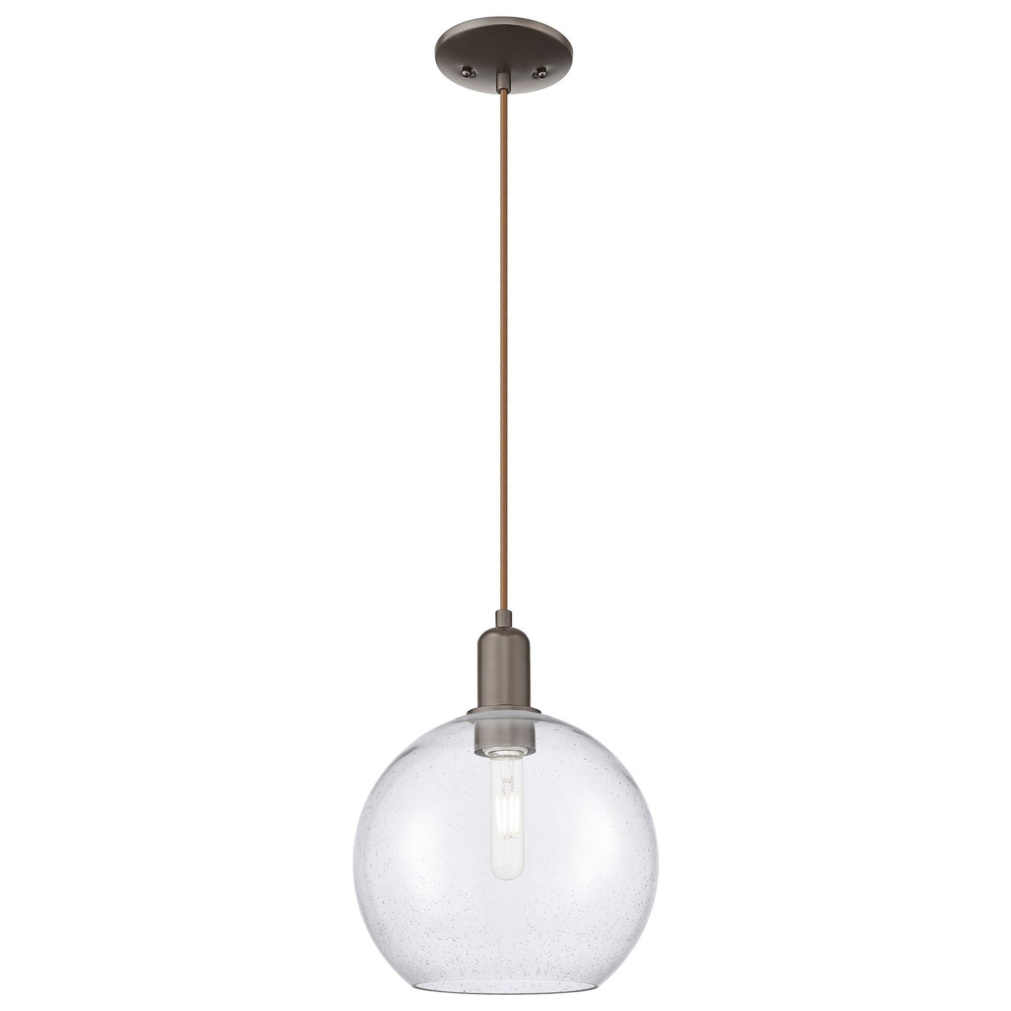 Innovations Athens 10in 1-Light Mini Pendant | Industrial Oil Rubbed Bronze Steel and Seedy Glass | Kitchen Island & Dining Room | Model 716-1P-OB-G124-10