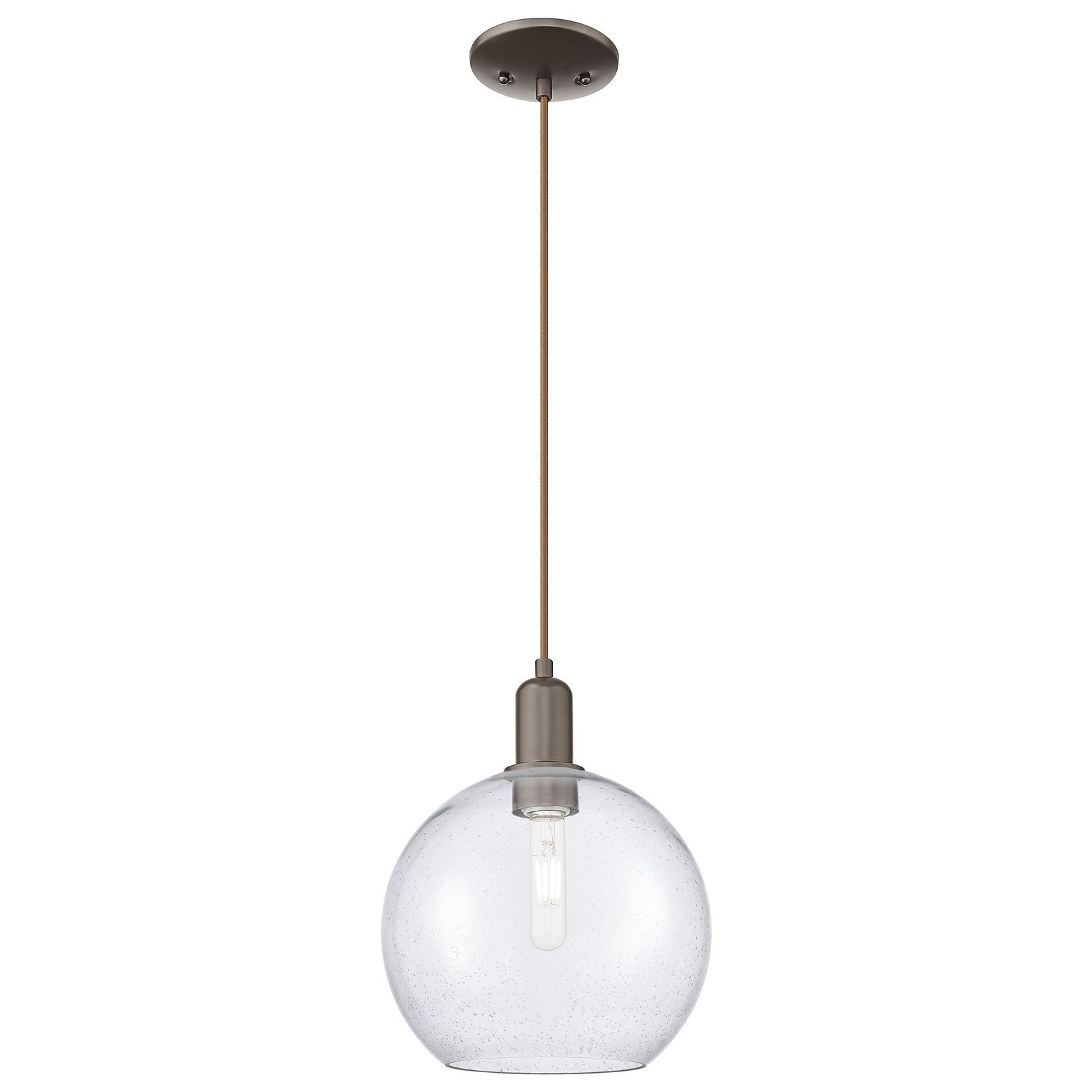 Innovations Athens 10in 1-Light Mini Pendant | Industrial Oil Rubbed Bronze Steel and Seedy Glass | Kitchen Island & Dining Room | Model 716-1P-OB-G124-10