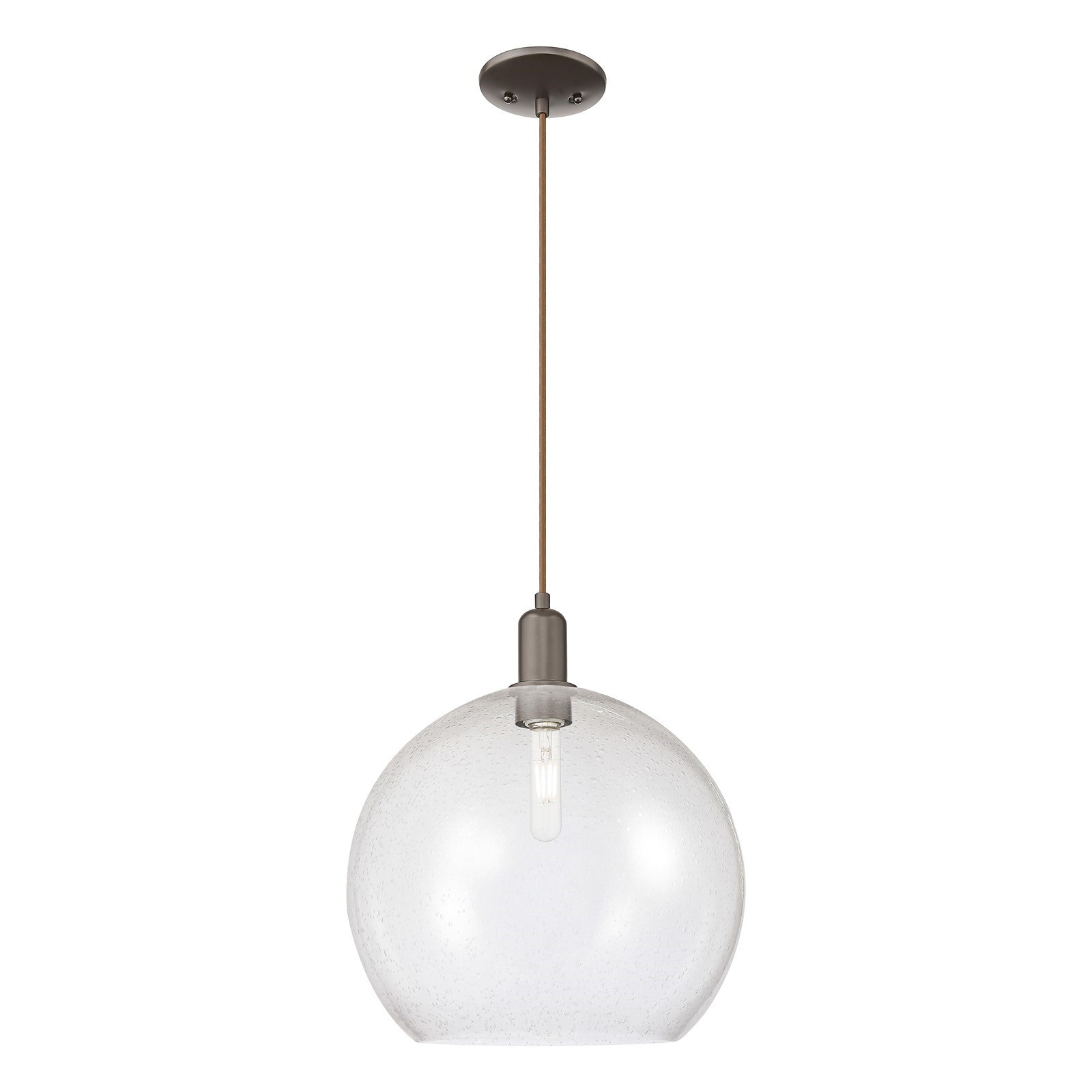 Innovations Athens 14in 1-Light Mini Pendant | Industrial Oil Rubbed Bronze and Seedy Glass | Kitchen Island | 13.75 x 13.75 x | Model 716-1P-OB-G124-14