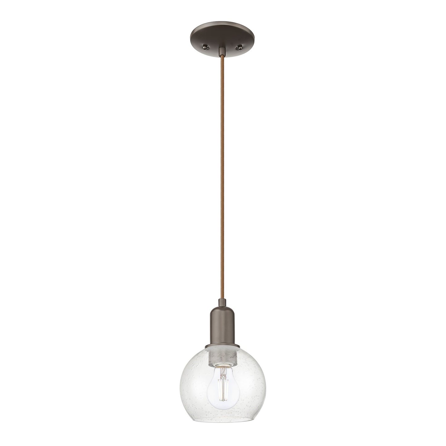 Innovations Athens 6in 1-Light Mini Pendant | Industrial Oil Rubbed Bronze Steel and Seedy Glass | Kitchen Island & Dining Room | Model 716-1P-OB-G124-6