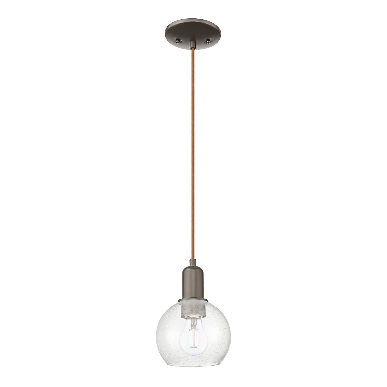 Innovations Athens 6in 1-Light Mini Pendant | Industrial Oil Rubbed Bronze Steel and Seedy Glass | Kitchen Island & Dining Room | Model 716-1P-OB-G124-6