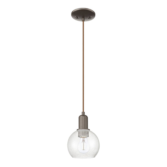 Innovations Athens 6in 1-Light Mini Pendant | Industrial Oil Rubbed Bronze Steel and Seedy Glass | Kitchen Island & Dining Room | Model 716-1P-OB-G124-6