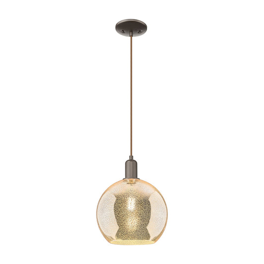 Innovations Athens 10in 1-Light Mini Pendant | Industrial Oil Rubbed Bronze Steel and Mercury Glass | Kitchen Island & Dining | Model 716-1P-OB-G128-10