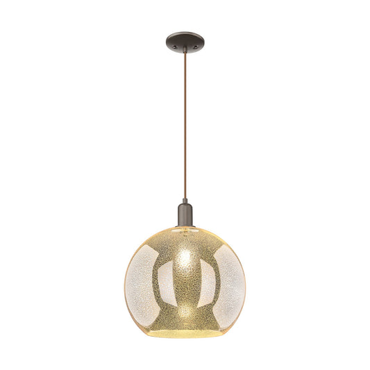 Innovations Athens 14in 1-Light Mini Pendant | Industrial Oil Rubbed Bronze Steel and Mercury Glass | Kitchen Island & Dining | Model 716-1P-OB-G128-14